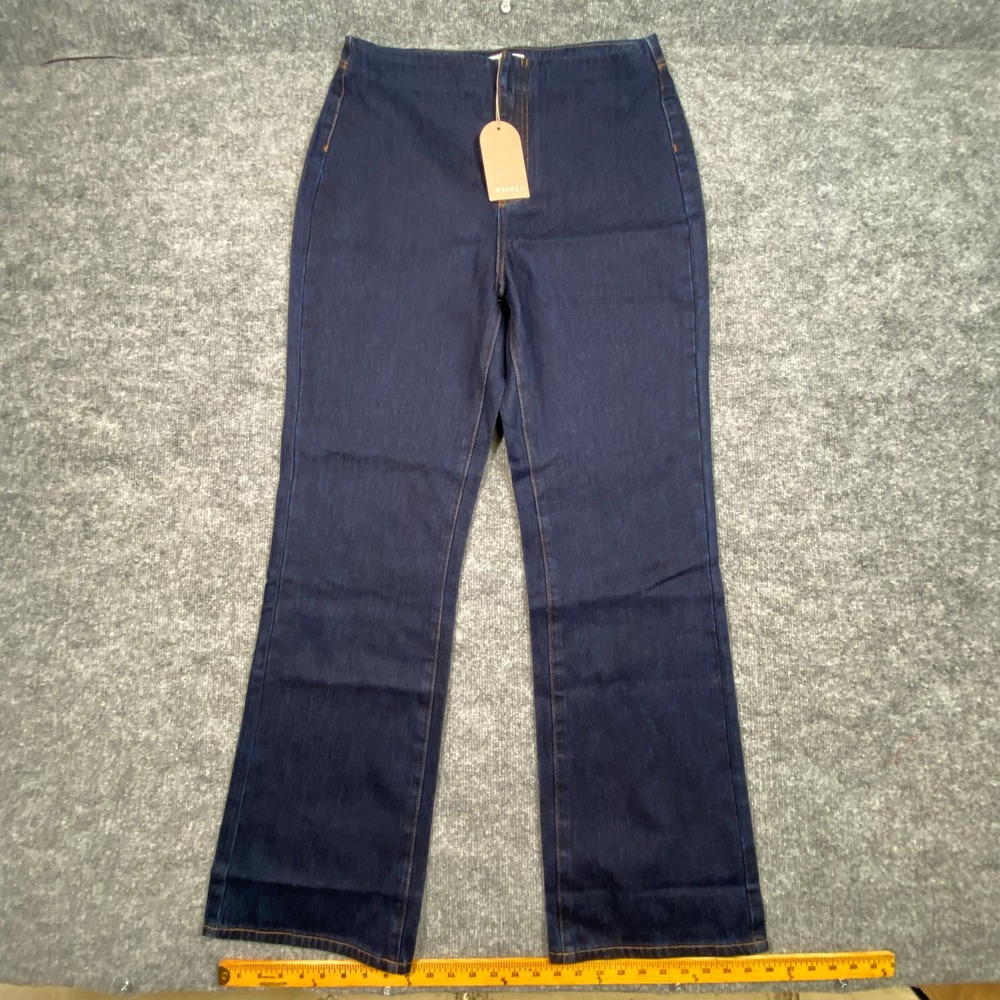 MESHKI Jericho Straight Leg Jeans Indigo Blue High Rise Denim Size 14 DN08280WD8